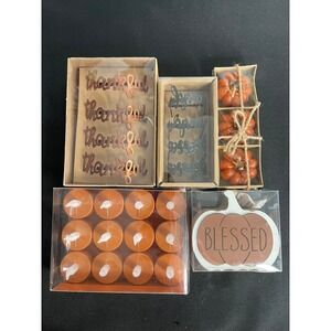 Robert‎ Stanley Fall Decor Bundle Thanksgiving Napkin Rings Pumpkin Candles LED